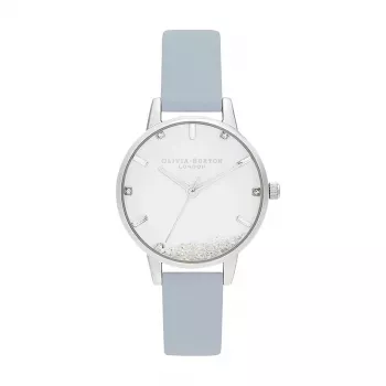 Olivia Burton Naiste Taevane Kell OB16SG07 - 30mm Roosakuldse Tooniga Roostevabast Terasest Korpuse ja Halli Nahkrihmaga