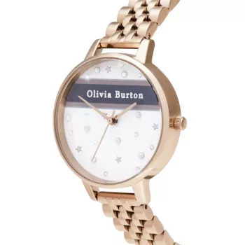 OLIVIA BURTON Naiste Taevane Kell OB16VS06 - 34mm Roosakuldne Roostevabast Terasest Korp, Hall Nahkrihm, Kvarts Analoog