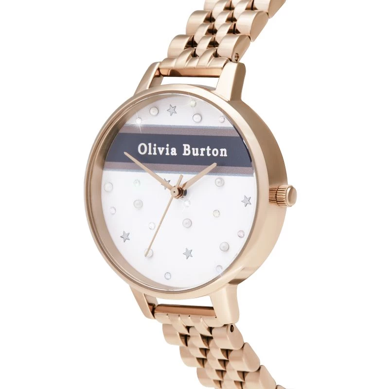 OLIVIA BURTON Naiste Taevane Kell OB16VS06 - 34mm Roosakuldne Roostevabast Terasest Korp, Hall Nahkrihm, Kvarts Analoog
