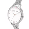 Olivia Burton Naiste Enchanted Garden Kell OB16ES10 - 38mm Roosakuldne Roostevabast Terasest Korp, Valge Lillemustriga Sihverplaat, Hall Nahkrihm
