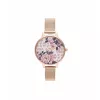 Olivia Burton Naiste Lucky Bee Kell OB16LP01 - 34mm Roosakuldne Korp, Valge Siht, Hall Nahkrihm