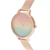 OLIVIA BURTON Naiste Rainbow Bee Kell OB16RB18 - 34mm roostevabast terasest korpus, hall nahkrihm, valge sihverplaadi ja vikerkaaremesilase motiiviga, kvartsliikumine