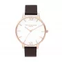 Olivia Burton Naiste Sparkle Bee Kell OB16SH07 - 34mm Roosakuldse tooniga roostevabast terasest korpus, valge pärlmutterketas, hall nahkrihm