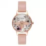 Olivia Burton Naiste Kell OB16AM101 30mm Roosakuldse Tooniga Roostevabast Terasest Korpuse ja Halli Nahkrihmaga