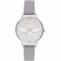 OLIVIA BURTON Naiste Kell OB16AM163 - 30mm Roostevabast Terasest Korpuse, Valge Sihtnumbri, Halli Nahkrihmaga