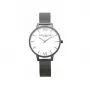 Olivia Burton naiste käekell OB16BDW06 38mm - valge sihverplaadi ja lillemustriga, hall nahkrihm