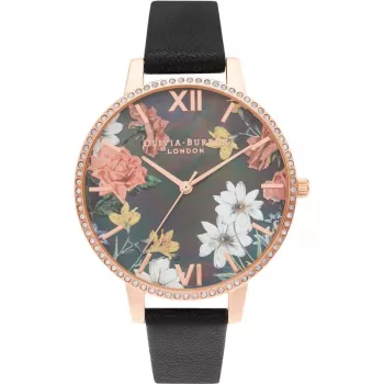 OLIVIA BURTON Naiste Kell OB16BF31 38mm Roosakuldne Roostevaba Teras Hall Nahk