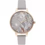 OLIVIA BURTON Naiste Kell OB16VM37 34mm Hõbedane Päikesekiirega Sihtnäidikuga Hall Nahkrihm