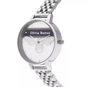 Olivia Burton naiste kell OB16VS07 (34 mm) - Roosakuldse tooniga roostevabast terasest korpus, hall nahkrihm