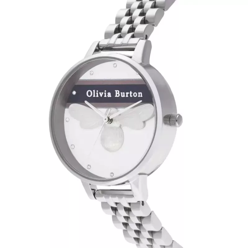 Olivia Burton naiste kell OB16VS07 (34 mm) - Roosakuldse tooniga roostevabast terasest korpus, hall nahkrihm