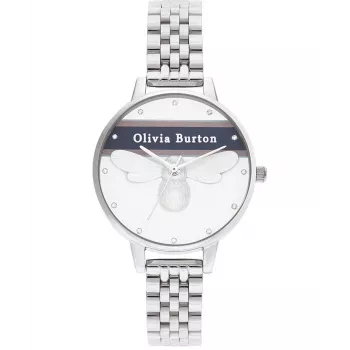 Olivia Burton naiste kell OB16VS07 (34 mm) - Roosakuldse tooniga roostevabast terasest korpus, hall nahkrihm