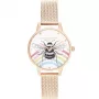 OLIVIA BURTON Naiste Wishing Star kell OB16WL90 30mm Roosa kullatooniga roostevaba teras Valge pärlmutrist sihverplaat Hall nahkrihm