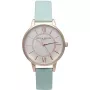 Olivia Burton Women's Wishing Watch OB15WD47 - 34mm Roosakuldne Roostevabast Terasest Korpuse, Valge Sihtnumbri Mesilase Ripatsiga, Hall Nahkrihm
