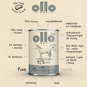 OLLO Pure Horse Mono märg koeratoit 850g