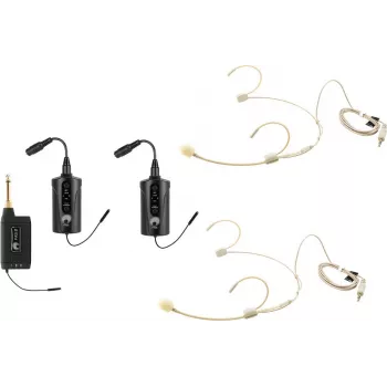 OMNITRONIC Set FAS TWO kahekanaliline UHF juhtmevaba mikrofonisüsteem 2 kehamikrofonisaatja ja peakomplektimikrofoniga (660-690 MHz) 20000971