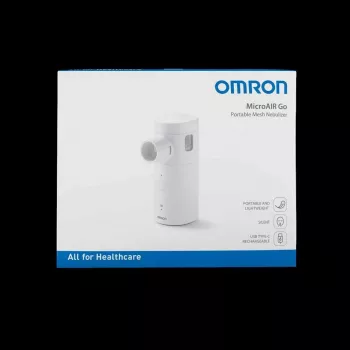 OMRON MicroAIR GO U300 Nebulisaator - kaasaskantav vibreeriva võrguga nebulisaator täiskasvanutele ja lastele, käeshoitav, vaikne <20 dB, sisaldab maske ja patareisid