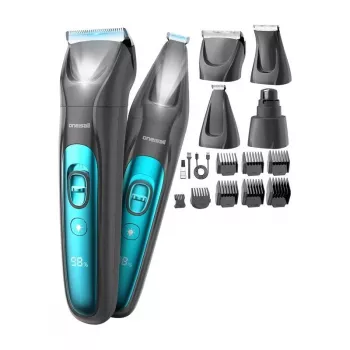 Oneisall 4-in-1 Pet Clipper Kit FC10 - Juhtmeta laetav koera ja kassi hooldustrimmer keraamilise teraga, 4 kammiotsikut, USB-laadimine