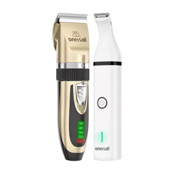Oneisall X2 + N5 Loomade Pügamiskomplekt - Juhtmeta Koera ja Kassi Hoolduskomplekt Keraamilise ja Titaantera, IPX7 Veekindel, 2-Kiirus, 180 Min Tööaeg
