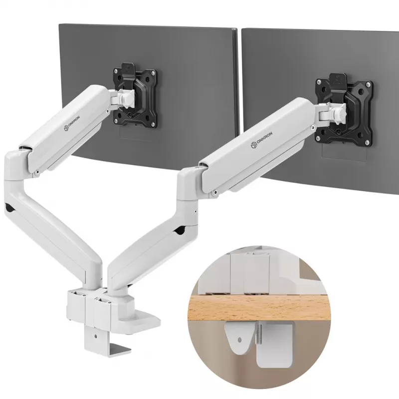 ONKRON G160-BW Single Monitor Desk Mount for 13-32 inch Screens, White/Black