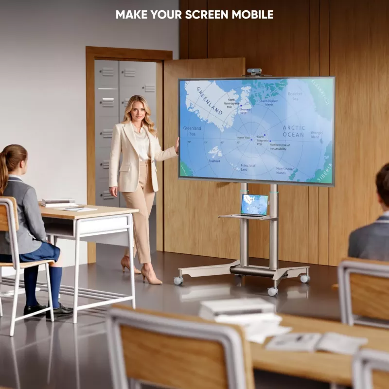 ONKRON TS1571-C mobiilne TV-alus AV-riiuliga 32-75 tolli ekraanidele, šampanja