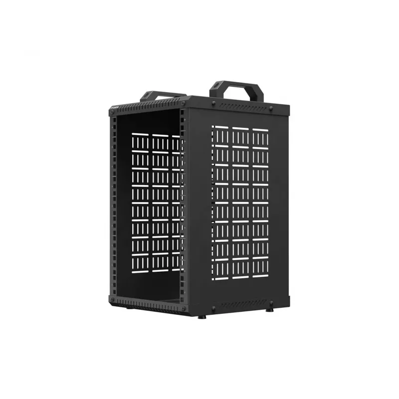 Open Rack 10 9U 280x300 Must seinale kinnitatav avatud raamiga riiul