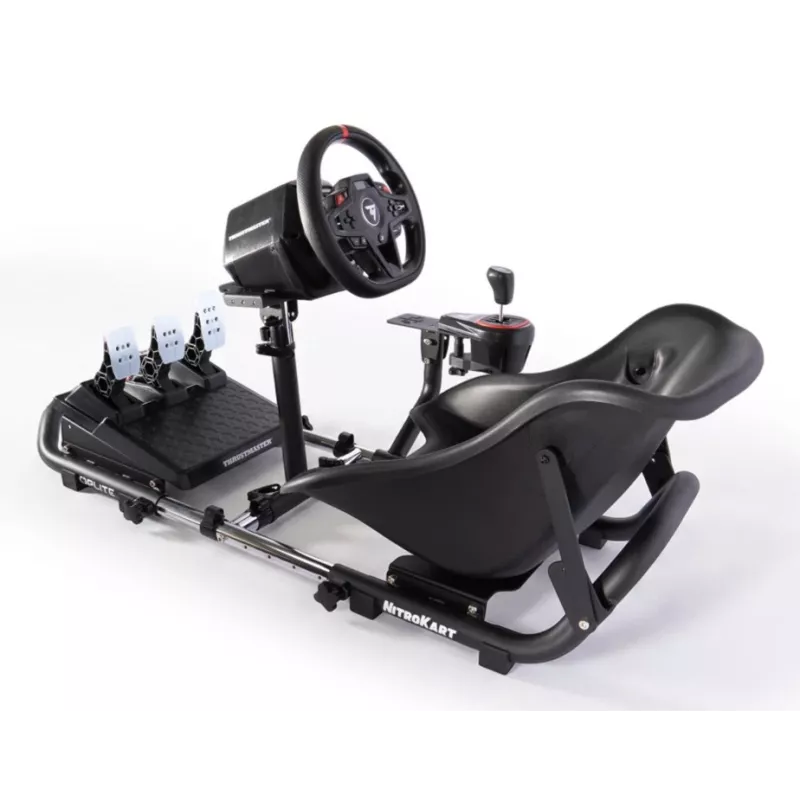 Oplite 104317 NitroKart V2 Racing Cockpit – Must terasest sim racing rig koos kallutatava ämbriistmega