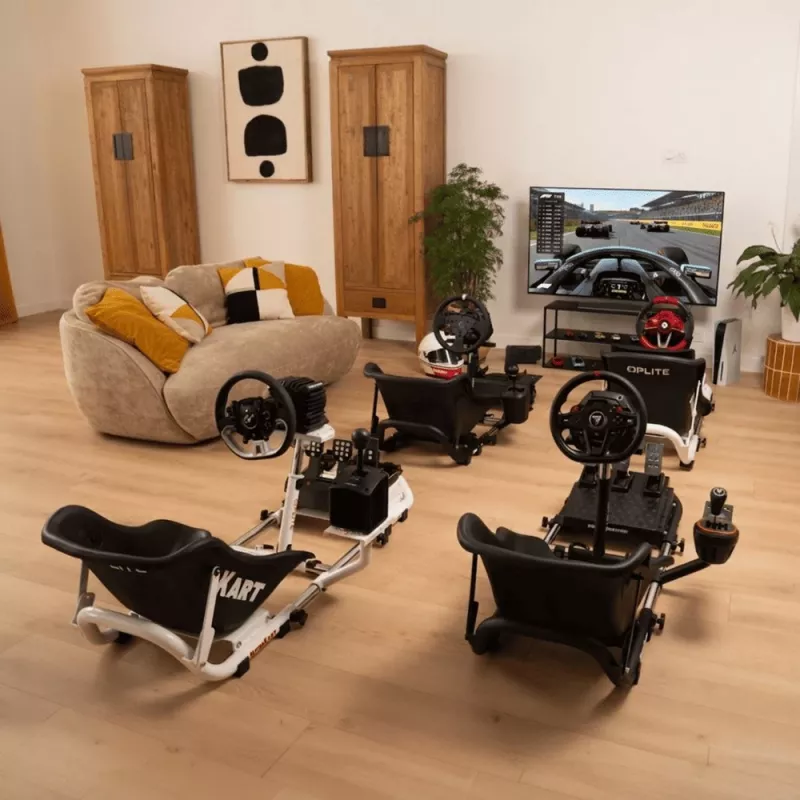 Oplite 104317 NitroKart V2 Racing Cockpit – Must terasest sim racing rig koos kallutatava ämbriistmega