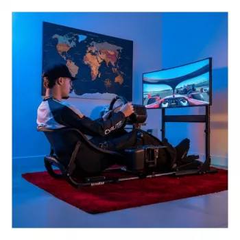 Oplite Nitrokart Monitor Stand V2 must - ühe monitori põrandaalus lennu- ja võidusõidusimulaatoritele, max 49 tolli, VESA 75x75 kuni 200x200, kõrgus reguleeritav 700-1000mm, kallutus/pööre/pööramine, teras