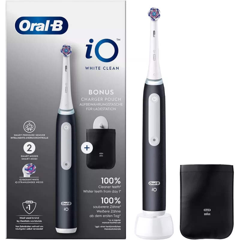 Oral-B iO White Clean elektriline hambahari, must/valge reisikohvriga