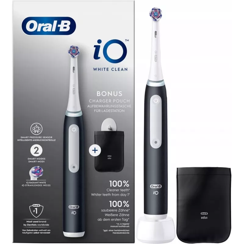 Oral-B iO White Clean elektriline hambahari, must/valge reisikohvriga