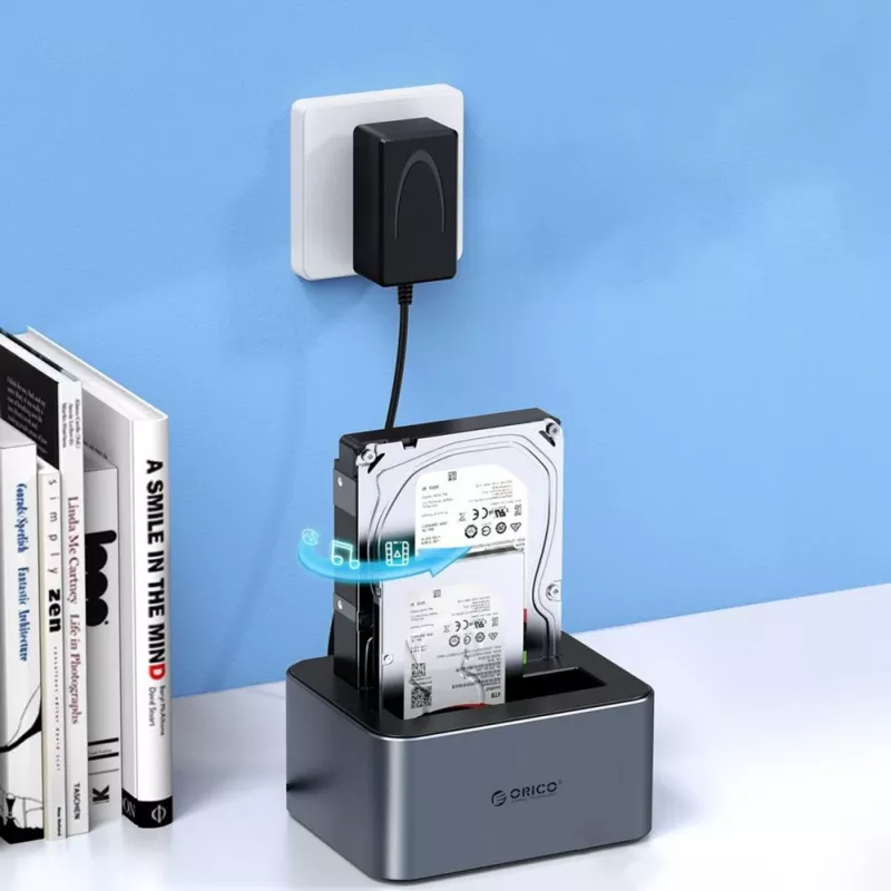 ORICO 6626C3-C-V1 2-kettaline dokkimisjaam võrguühenduseta kloonimisfunktsiooniga 2.5 inch/3.5 inch SATA HDD/SSD jaoks - Hall