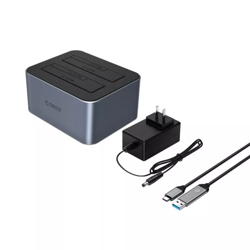 ORICO 6626C3-C-V1 2-kettaline dokkimisjaam võrguühenduseta kloonimisfunktsiooniga 2.5 inch/3.5 inch SATA HDD/SSD jaoks - Hall
