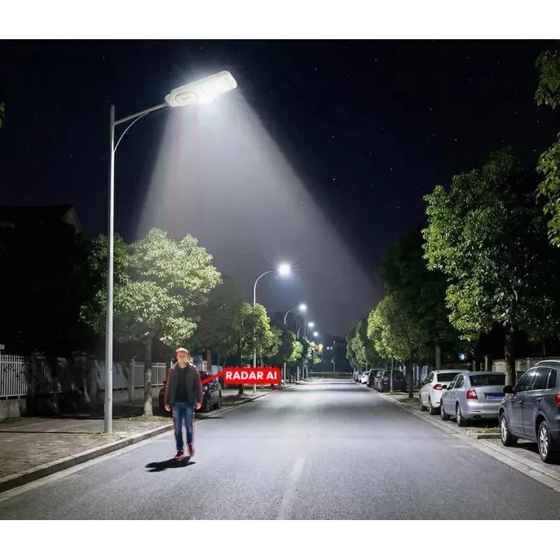 ORLLO 400W päikeseenergia LED-tänavavalgusti 28W paneeliga, liikumisanduri ja puldiga, 2713LM, 6500K