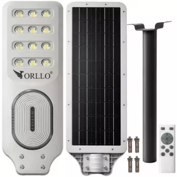 ORLLO 400W päikeseenergia LED-tänavavalgusti 28W paneeliga, liikumisanduri ja puldiga, 2713LM, 6500K