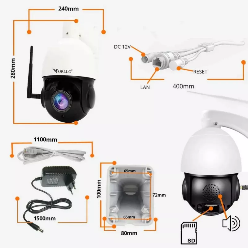ORLLO Z10 väli-PTZ IP WiFi kaamera 4MP 18x suum