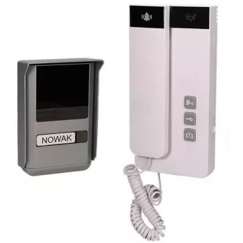 ORNO OR-DOM-SL-923 2-juhtmeline juhtmega uksekõnekomplekt ühepereelamule, pinnale paigaldatav, hõbe/hall välispaneel, valge unifoon