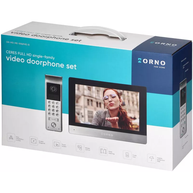 ORNO OR-VID-ME-1056FHD/B 7-tolline Wi-Fi videouksetelefon Full HD 1080p välispaneeliga, must