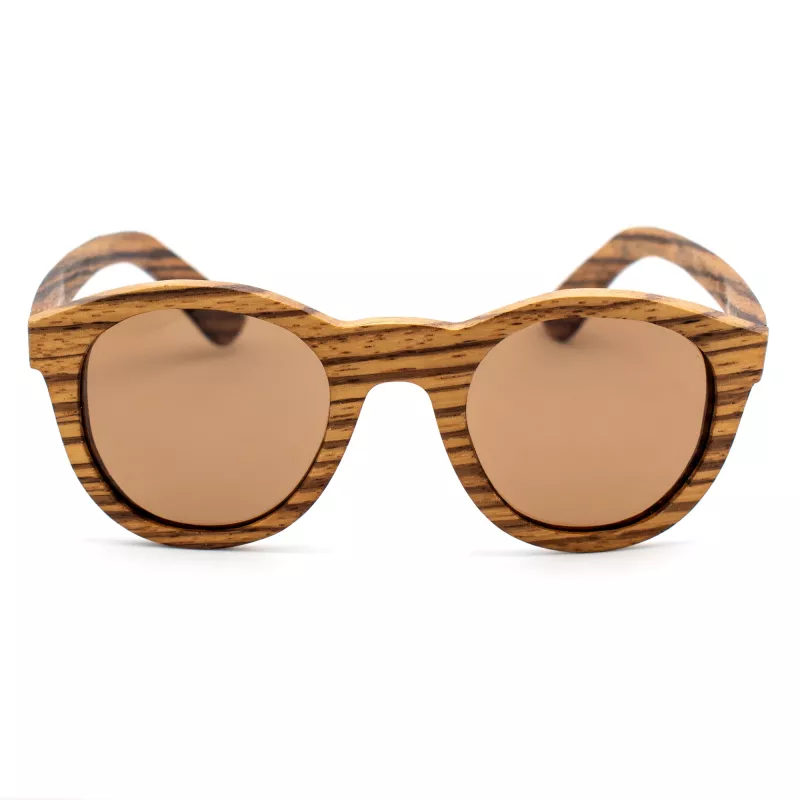 ORYGIN WOOD-B Unisex Päikeseprillid Puitraamiga, UV400 Kaitse, Pruunide Läätsedega, 45/25/145 mm
