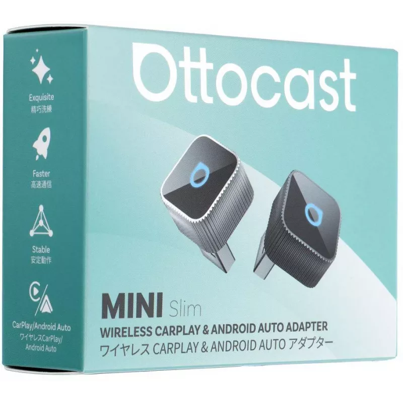 OTTOCAST Mini Cube T2 juhtmevaba CarPlay ja Android Auto adapter (Bluetooth/Wi-Fi)