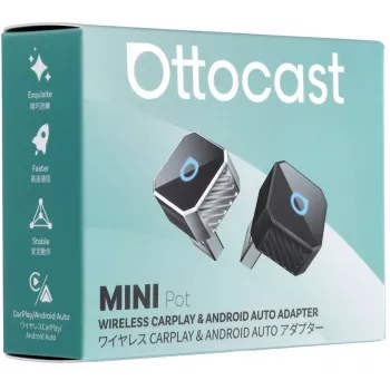 OTTOCAST Mini Cube T3 Juhtmevaba CarPlay ja Android Auto adapter, Bluetooth 5.0, Wi-Fi 5, USB-C, Must