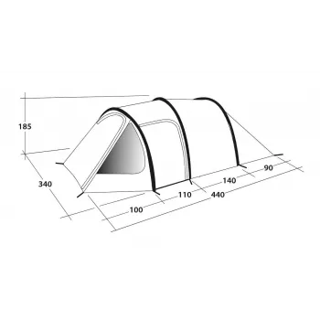 Outwell Earth 5 5-kohaline tunnelitelk – 2 tuba, 3000mm veesammas, roheline