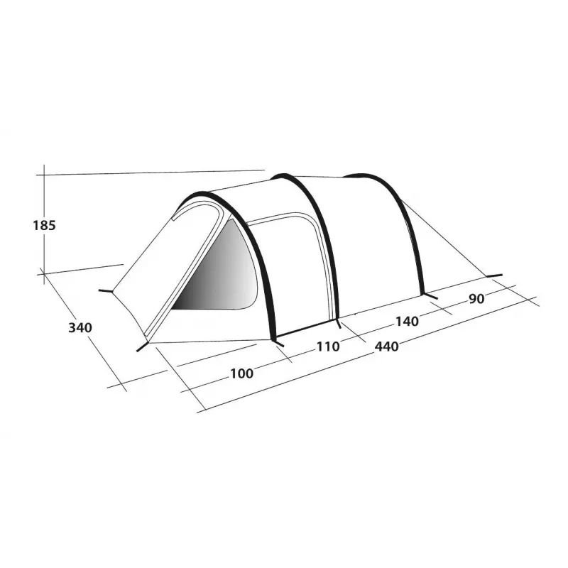 Outwell Earth 5 5-kohaline tunnelitelk – 2 tuba, 3000mm veesammas, roheline