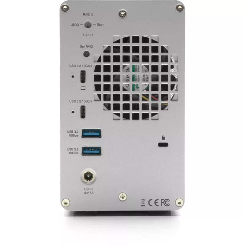 OWC Mercury Elite Pro Dual 2-pesaline RAID-korpus 3-pordilise USB-jaoturiga, USB 3.2 Gen 2 Type-C (hõbedane)