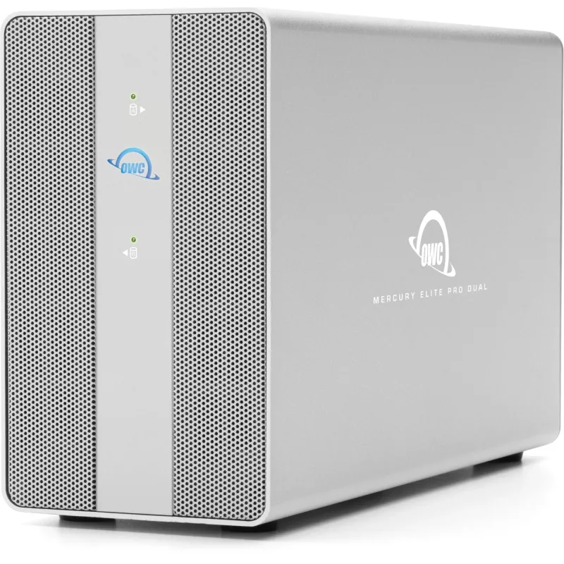 OWC Mercury Elite Pro Dual 2-pesaline RAID-korpus 3-pordilise USB-jaoturiga, USB 3.2 Gen 2 Type-C (hõbedane)