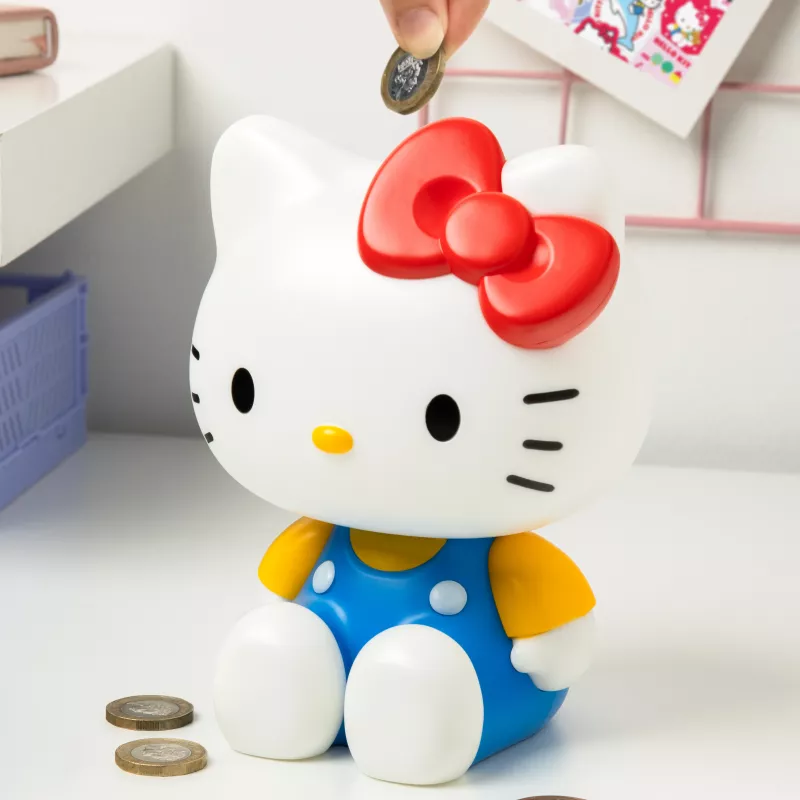 Paladone Hello Kitty kujuga rahapank - keraamiline mündipank, ametlik Sanrio kaup, valge/roosa/must, 13,5 x 13,5 x 16,5 cm