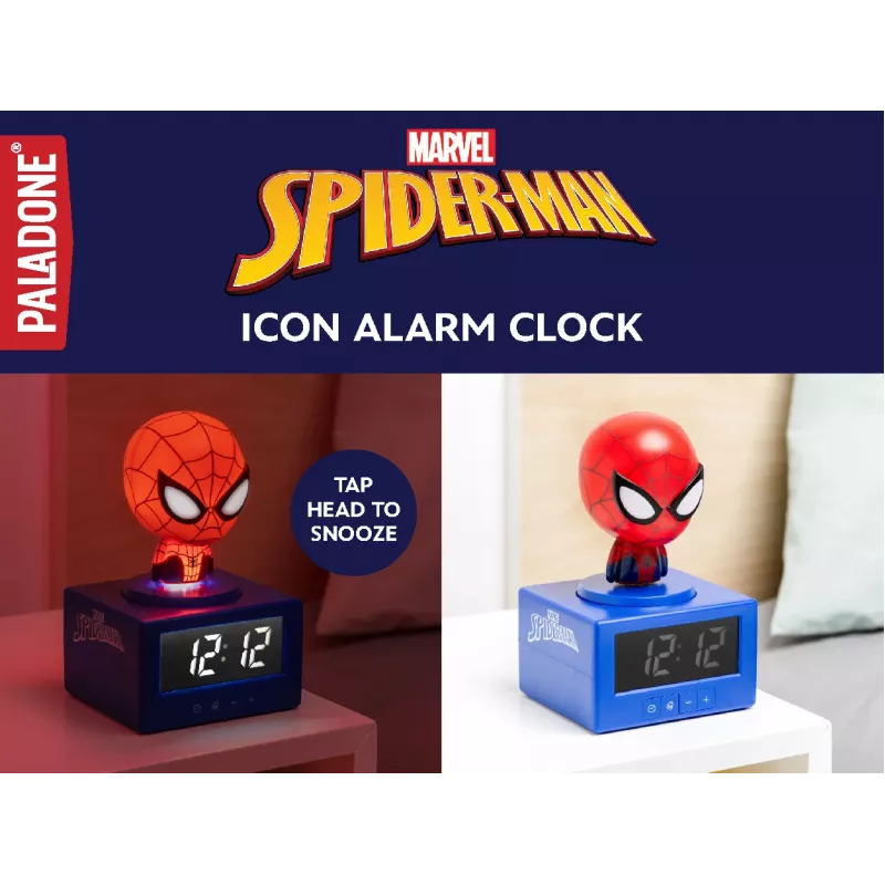 Paladone Spider-Man ikoon äratuskell – digitaalne LED, punane/must