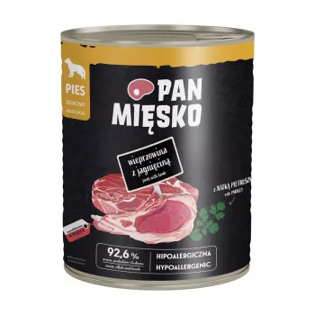 PAN MIĘSKO sealiha lambalihaga märg koeratoit 800 g – täisväärtuslik pasteet kõikidele tõugudele