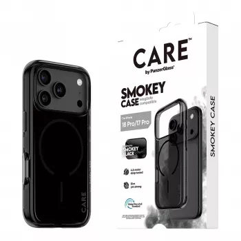 PanzerGlass CARE Smokey ümbris musta MagSafe'iga iPhone 17 Pro jaoks