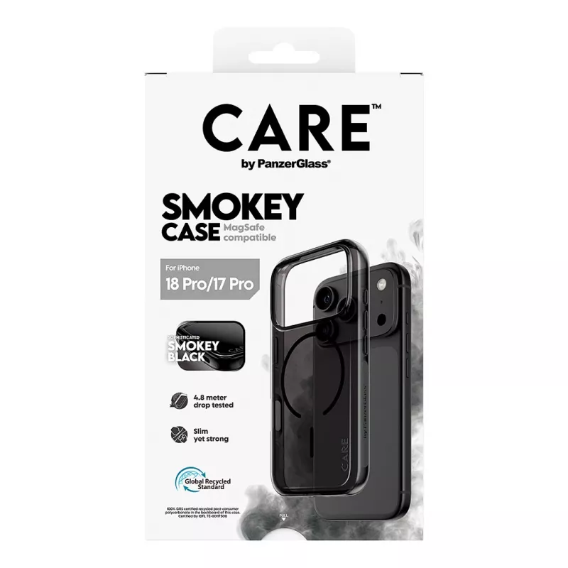 PanzerGlass CARE Smokey ümbris musta MagSafe'iga iPhone 17 Pro jaoks