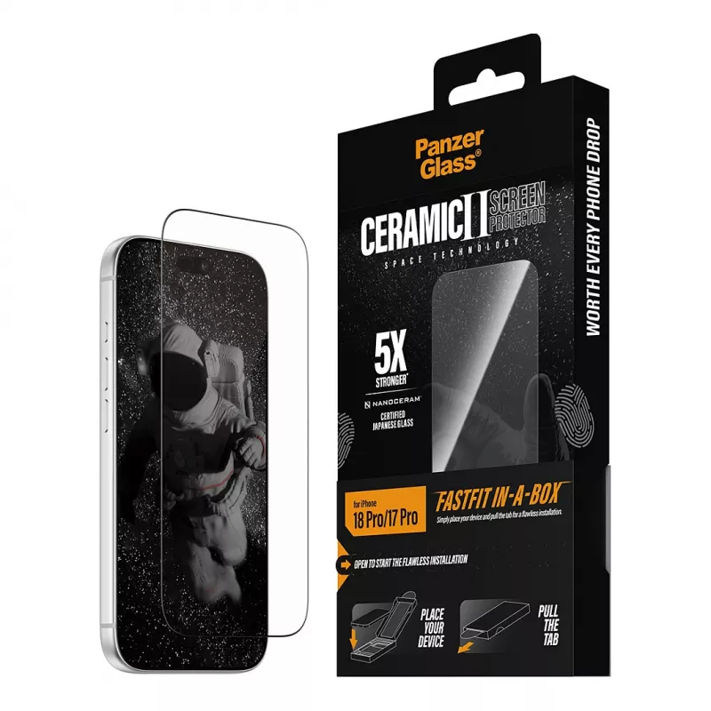 PanzerGlass keraamiline ekraanikaitse iPhone 17 Pro jaoks FastFit In-A-Boxiga